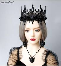 Princess sweet lolita crown Vintage handmade black death devil witch crown party and Halloween the crown of king FD-54-1 2024 - buy cheap