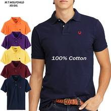 Рубашка-поло мужская с коротким рукавом, 100% хлопок, Повседневная модная футболка с воротником и вышитым логотипом, XS-5XL, лето 2024 - купить недорого