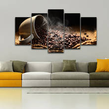 Pintura en lienzo para cocina, arte de pared, 5 piezas, granos de café fragantes, imágenes modulares, impresión HD, póster, restaurante, decoración del hogar 2024 - compra barato