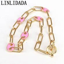 3Pcs Geometric women jewelry 2020 new arrived pink enamel link chain hoker necklace gold color 2024 - buy cheap