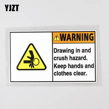 YJZT 14.3CM×8.4CM Warning Drawing In And Crush Hazard Hands Decal PVC Car Sticker 12C-0140 2024 - buy cheap