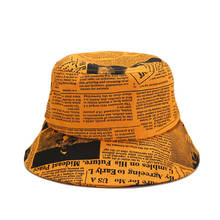 Retro ins moda balde chapéus unissex criativo antigo padrão de jornal impressão bacia chapéu feminino rua tendência ampla aba sun bonés 2024 - compre barato