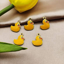 10pcs Yellow Duck Enamel Charms Pendants Fit DIY Jewelry Gold Tone Metal Charms Earring Dangle Finding Accessories 12*12mm YZ880 2024 - buy cheap
