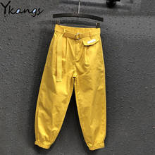With Belt Women's Joggers High Waist Streetwear Harem Pants Baggy Cargo Pants Women Korean Casual Solid Sports Pants Pockets New 2024 - buy cheap