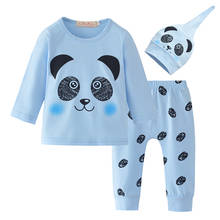 Cute Toddler Infant Baby Boy Clothing Suit Panda Printing T-shirt Tops Long Pants Hat Newborn Clothes Set  Girls Outfits 3Pcs 2024 - buy cheap