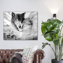 Черно-белый волк картина животных HD Печать на холсте художественные плакаты и принты настенные картины для гостиной украшения дома 2024 - купить недорого
