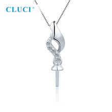 CLUCI 100% 925 Sterling Silver White Zircon Pendant Mounting Fit 7-8mm Round  Pearl DIY Women Jewelry Making SP442SB 2024 - buy cheap