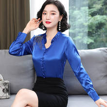 Heavyweight Silk Women Blouses Women Satin Blouse Tops Woman Silk Diamonds Blouses Top Plus Size Women Long Sleeve Shirts Blouse 2024 - buy cheap