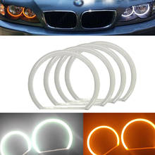 Conjunto de luzes de led para seta drl, 131/146mm, branco e âmbar, duas cores, iluminação de led, olhos de anjo, halo, para bmw e46, e90, e91, 4 portas 2024 - compre barato