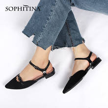 SOPHITINA Casual Sandals Women Genuine Leather Flat With Buckle Strap Pointed Toes Sandals Office Lady Profession Shoes C742 2024 - buy cheap