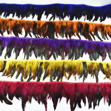 High Quality 1yards Natural Dyed Rooster Trims Feather Fringe 15-20cm with Satin Ribbon Tape for Skirt Feathers for Crafts Party 2024 - buy cheap