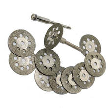 Acessório de ferramenta rotativa de 22mm, 10 peças, serve para artesão dremel, disco de roda cortada com diamante + haste de 3mm, 2 peças 2024 - compre barato