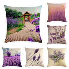 Purple Landscape Flower Series Linen Cushion Cover Sofa Car Seat Pillowcase Party Home Decor Pillow Case 2024 - buy cheap