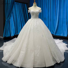 Lceland papoula barco pescoço vestido de baile vestidos de casamento mais tamanho até o chão do laço apliques fora do ombro vestido de noiva 2024 - compre barato