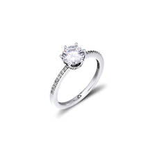 Anéis de prata esterlina 925 genuína brilhante, anel de coroa para festa de casamento, joias para presente 2024 - compre barato
