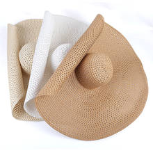 Oversized Wide Brim Beach Hats For Women Summer Large Straw Hat UV Protection Foldable Sun Shade Hat Wholesale Dropshipping 25cm 2024 - buy cheap