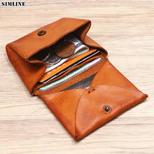 2021 Genuine Leather Wallet For Men Women Vintage Design Short Lady Purse Card Holder With Coin Pocket Money Bag For Male Female 2024 - buy cheap