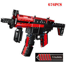 Moc automático rifle mp5 submáquina arma blocos de construção diy jogo de tiro militar ww2 cidade polícia tijolos técnicos brinquedos crianças 2024 - compre barato