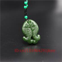 Green Charm Jadeite Jade Natural Necklace Hand Jewelry Women Men Amulet Fish Chinese Pendant Carved for Fashion Gifts 2024 - buy cheap