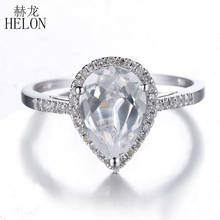 Helon anel de noivado prata esterlina 925, corte pera 10x7mm, diamantes topázio branco genuíno, para mulheres, aniversário, melhor presente 2024 - compre barato