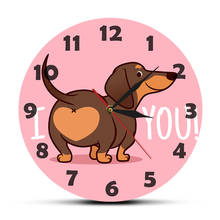 Reloj de pared rosa con diseño de perro salchicha y perro salchicha, reloj de pared silencioso con diseño de trasero para el hogar, regalo para amantes de los perros, divertido 2024 - compra barato