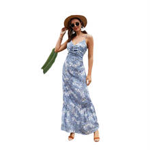 Spring Summer Dress Women New 2020 Print Sexy V-Nenk Spaghetti Strap Ladies Dresses Bohemian Beach Style Women Dress L73 2024 - buy cheap