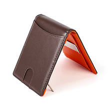 Luufan Men Genuine Leather Money Clip Slim Bifold Leather Wallet Female Credit Card Case Male Metal Bill Clamp Cash Holder Purse 2024 - buy cheap