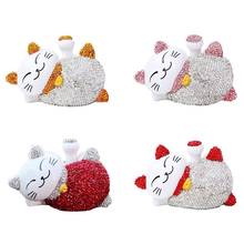 Solar Lucky Cat Ornaments Rhinestone Beckoning Cat Car Ornaments With Diamond Car Decoration 2024 - buy cheap