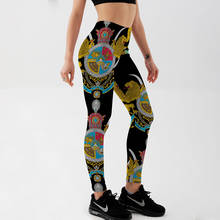 Qickitout aptidão leggings mulheres treino push up legging moda digital impressão amarelo tigre totem nação jeggings calças 2024 - compre barato
