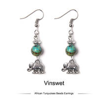 Elephant Ethnic dangle Earrings Boho Woman Vintage Jewelry natural stone Drop Earrings For party gifts Wholesale party Vacation 2024 - buy cheap