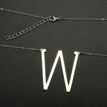 Long Big Letter Pendant Necklace Minimalist Silver Color 26 A-Z Letter Name Initial Necklaces For Women Simple Clavicular Chain 2024 - buy cheap
