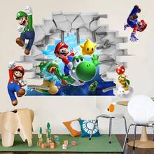 Детские игры, Супер Марио, ПВХ наклейки на стену, 3D View, наклейки, наклейки, роспись, домашний декор, настенные наклейки 2024 - купить недорого