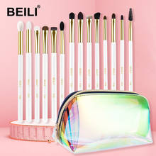 BEILI Makeup Brush Set 14pcs White High Quality Goat Hair Eye Shadow Blending Eyelash Eyeliner Make up Brushes With Cosmetic Bag 2024 - buy cheap