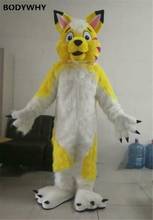 Amarelo husky lobo cão dos namorados mascote traje peludo andando peludo traje de pelúcia anime cosplay roupas especiais presente 2024 - compre barato