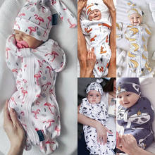 0-6Month Newborn Infant Kids Baby Girls Boys Sleeping Bags+Hats Cartoon Print Cotton Autumn Blanket 2pcs 2024 - buy cheap