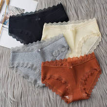 Female Sexy Cotton Lingerie Big Size Breathable Middle-Waisted Ladies Briefs Underpants Lace Comfortable Women Panties 2024 - buy cheap