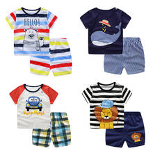 Conjuntos de roupas de verão para crianças, roupas com desenho animado para meninos e meninas, top + calça 2 tamanhos, roupa esportiva para crianças 2024 - compre barato