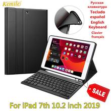 Case for iPad 7th 10.2 Keyboard Case W Pencil Holder for iPad 7th Generation 10.2 A2197 A2198 Russian Spanish English Keyboard 2024 - buy cheap