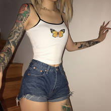 Harajuku Summer white butterfly sexy ladies Sling camis fashion print women tanks streetwear Slim shirt kpop female tops clothes 2024 - buy cheap