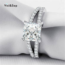 Женское кольцо с квадратным камнем Visisap, обручальные кольца белого и золотого цвета, модные ювелирные украшения для помолвки, бижутерия, Прямая поставка, VSR141 2024 - купить недорого