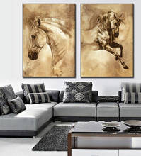 Золотая лошадь скачущая абстрактная минимализм настенная живопись на холсте и плакат печать Настенная картина для украшения гостиной 2024 - купить недорого