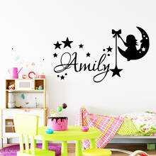 New Arrivals Custom Name Stars and Moon Angel Wall Stickers Modern Fashion Wall Sticker Kids Room Nature Decor Decal Mural 2024 - buy cheap