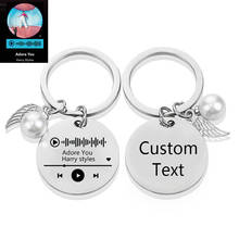 Custom Music Code Keychain Stainless Steel Engraved Music Code Key Chain Pendant Customize Your Song Text 2024 - buy cheap