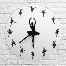 Relógio de parede decorativo de bailarina, relógio especial de parede para balé e dançarina, decoração de quarto para garotas, presente 2024 - compre barato