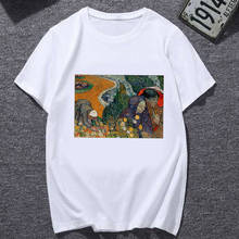 Camiseta blanca estética Vintage con pintura de Van Gogh para mujer, ropa informal de manga corta, superventas, de verano 2024 - compra barato