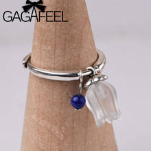 GAGAFEEL Zircon Crystal Flower Tassel Literary Ring 925 Sterling Silver Lapis Open Rings for Women Girl Party Simple Jewelry 2024 - buy cheap