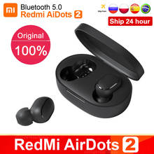 Original Xiaomi Redmi Airdots 2 TWS True Wireless Bluetooth Earphone Stereo bass 5.0 Headset With Mic Handsfree Earbuds Air2 S 2024 - купить недорого