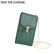 SOUTH GOOSE-Mini bolso de hombro de piel auténtica para mujer, cartera femenina de diseñador de moda, con solapa sólida, bandolera 2024 - compra barato