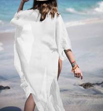 Женское кимоно, пляжный кардиган, купальник, бикини, накидка, пляжная одежда с запахом, праздничный купальный костюм, длинное платье, летний сарафан, белый, черный 2024 - купить недорого