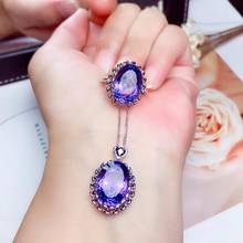 New Arrival Real Natural Amethyst  jewelry set Natural Real Amethyst 925 sterling silver 1pc pendant,1pc ring 2024 - buy cheap